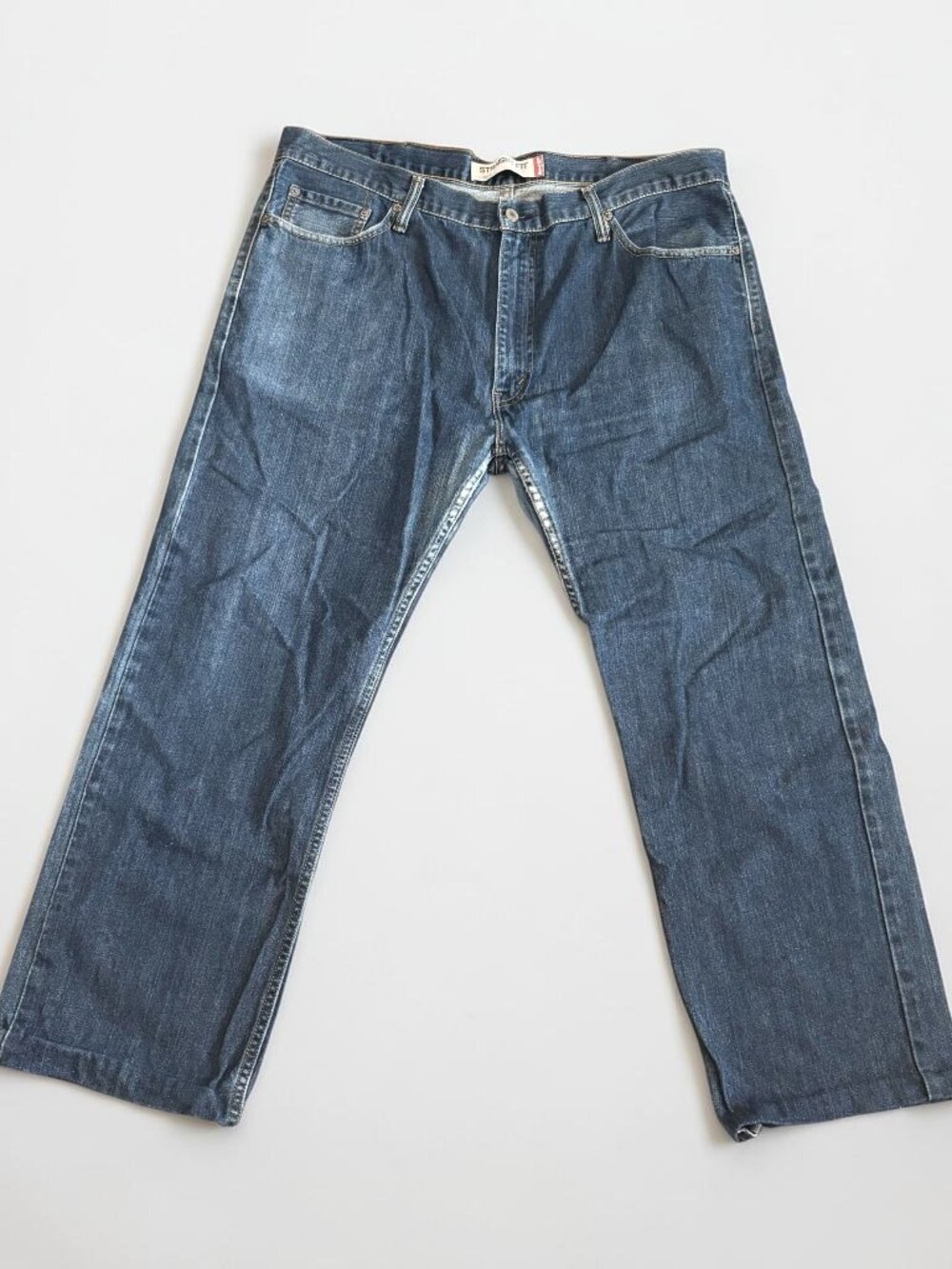 Levi’s 505 Straight Fit Jeans Men’s 40x30 Dark Wash Distressed Cuffed Hem Denim